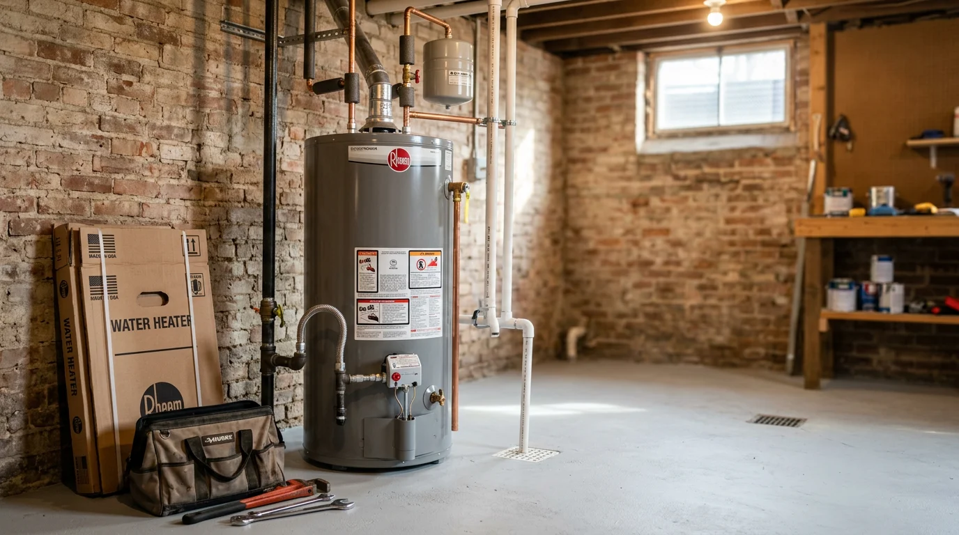 Water heater installation in residential home